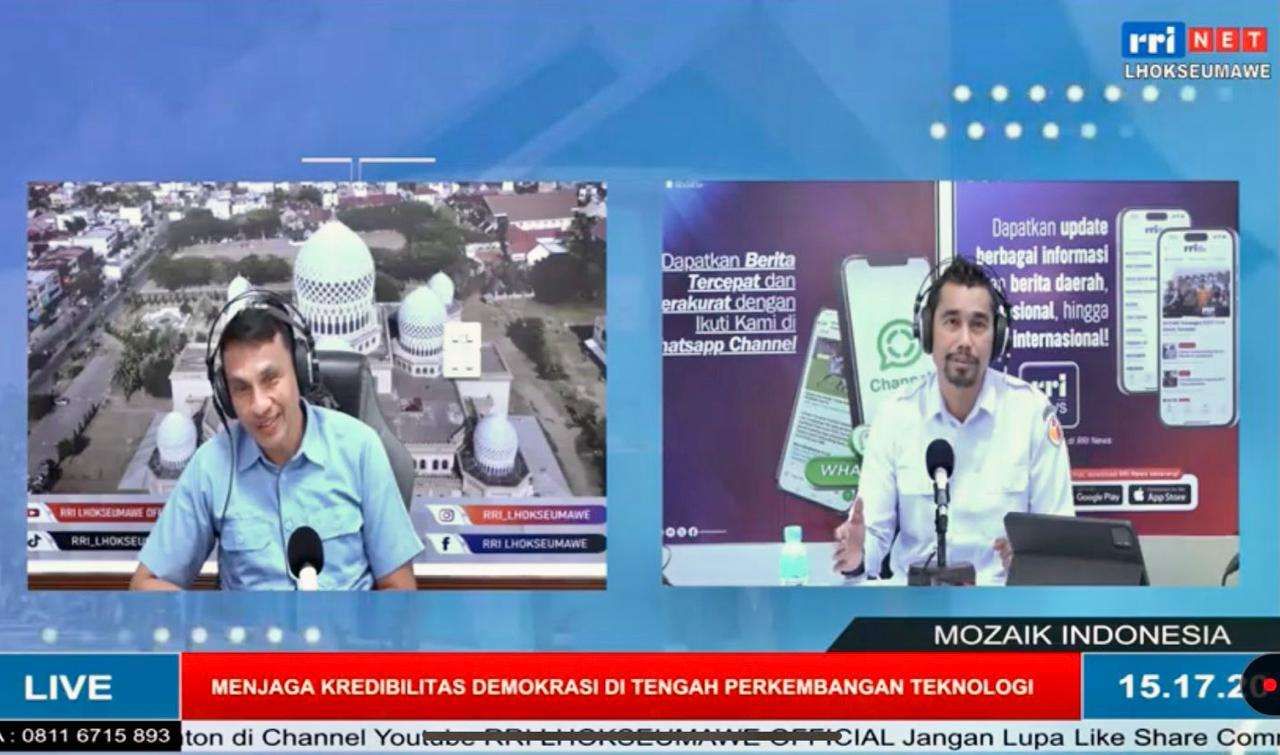 Tangkap layar Live Streaming YouTube, program acara mozaik Indonesia RRI Lhokseumawe (dok:YouTube RRI Lhokseumawe official).