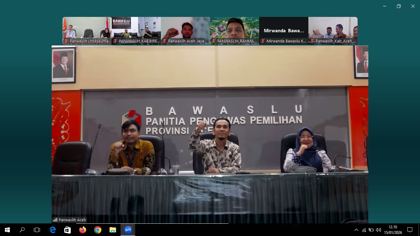Zoom Meeting bersama Bawaslu Provinsi dan Bawaslu Kab/Kota se-Aceh