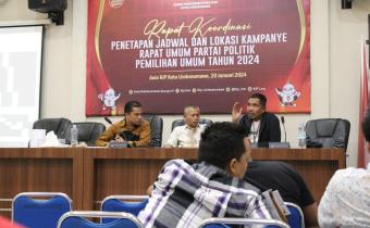 Ketua Panwaslih Lhokseumawe Dedy Syahputra menghadiri kegiatan rapat koordinasi penetapan jadwal dan lokasi kampanye rapat umum partai politik dan partai politik lokal pada Pemilihan Umum Tahun 2024